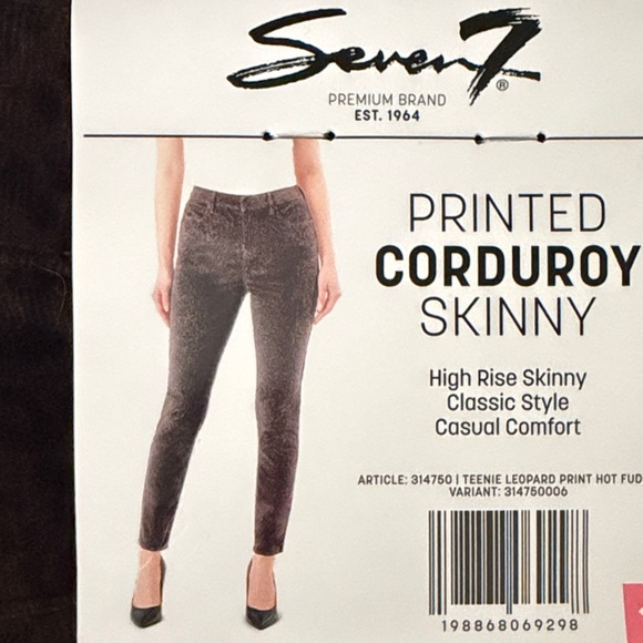 Seven7 Pants - Seven7 Black Printed Corduroy Pants